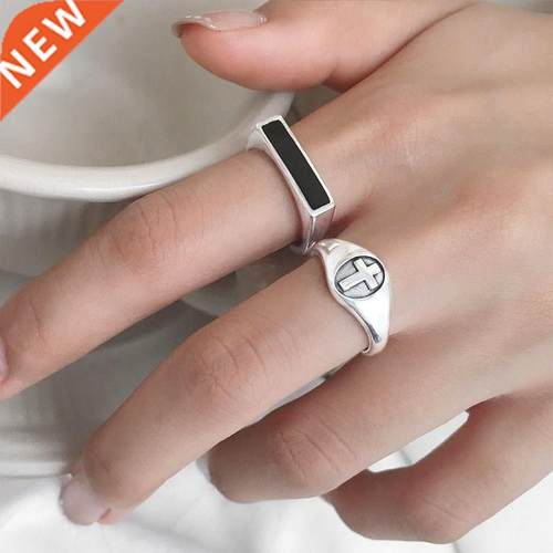 Black Resin Mold Small Sque Finger Rings For Women Fashio