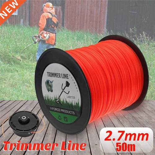 50m Trimmer Line Orange Square Brushcutter Strimmer Trimmer