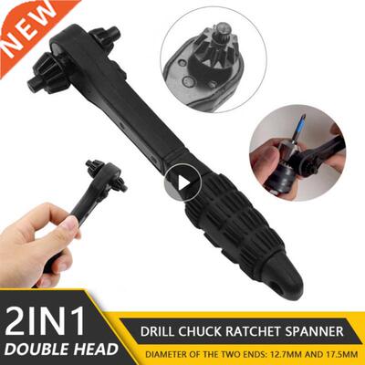 2 In 1 Drill Chuck Ratchet Spanner Universal Wrench Hand