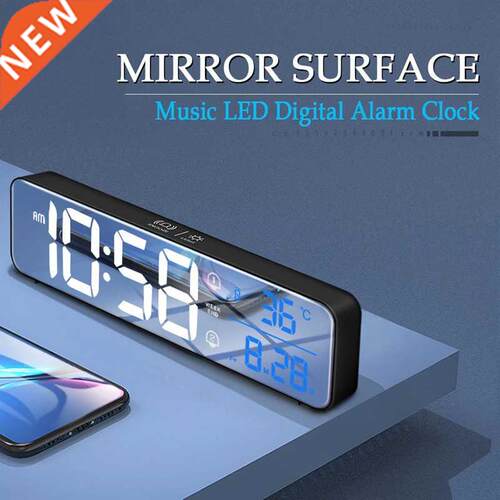 Music LED Digital Alarm Clock Temperature Date Display Deskt