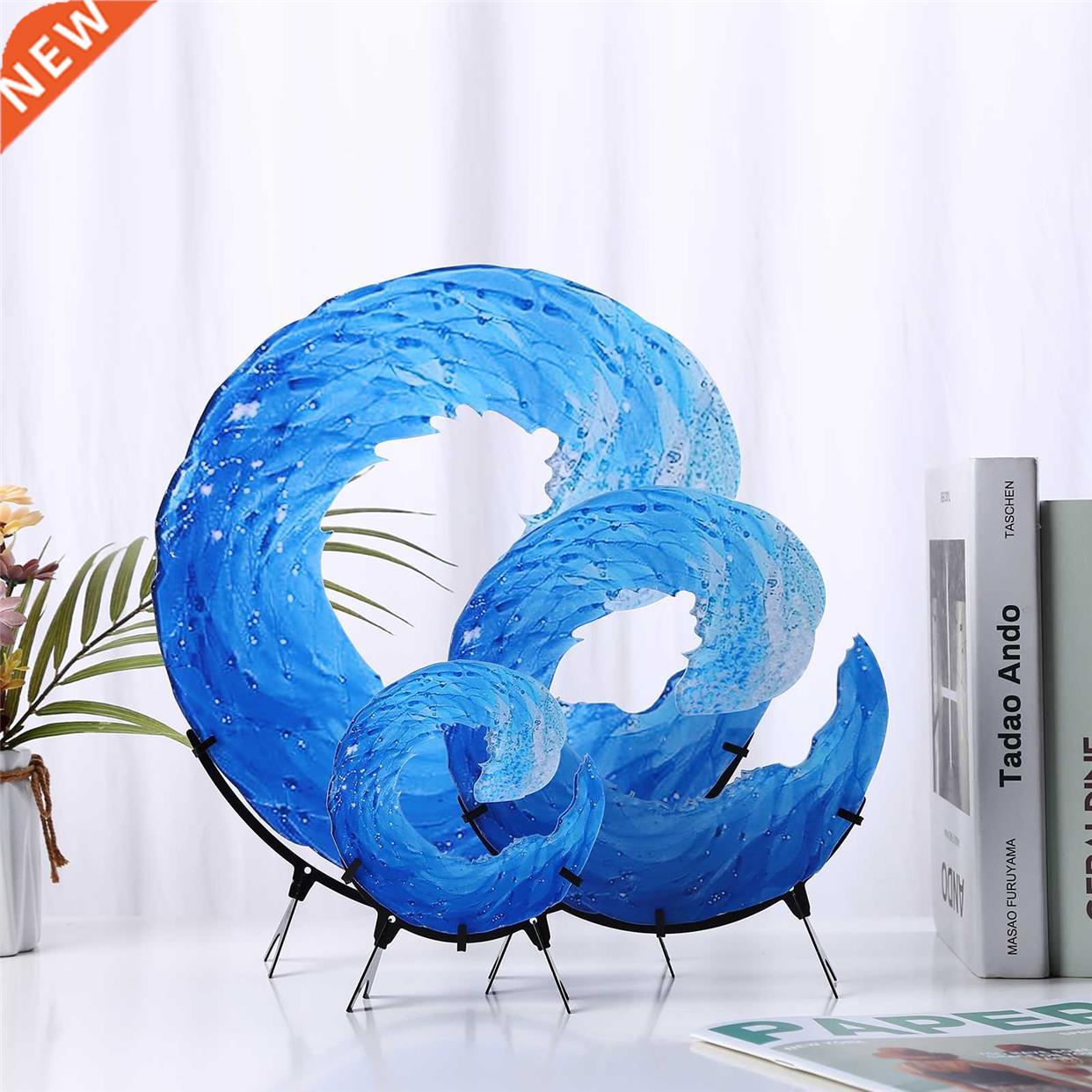 Acrylic Ocean Wave Fused Glass Sculpture Creative Gradient