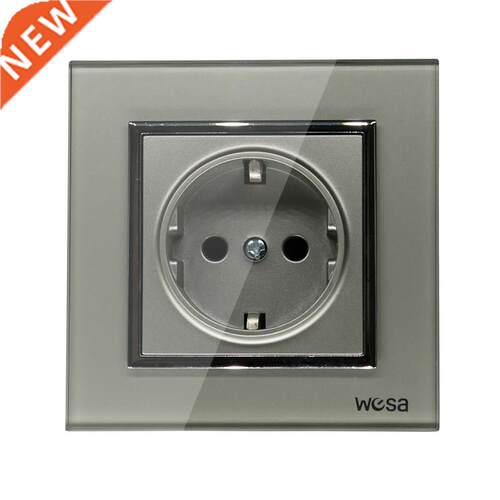 One Socket Glass Grey Desgn E Wall Socket 5V 2A Grey Temper