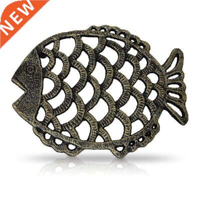 New Cast ron Fsh Trvet, 7.5X6nch Decoratve Vntage