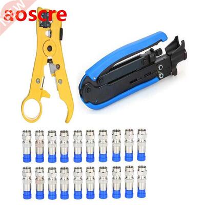 Hand-Tool Strippers-Tool Crimper Coaxial-Cable RG11 Adjustab