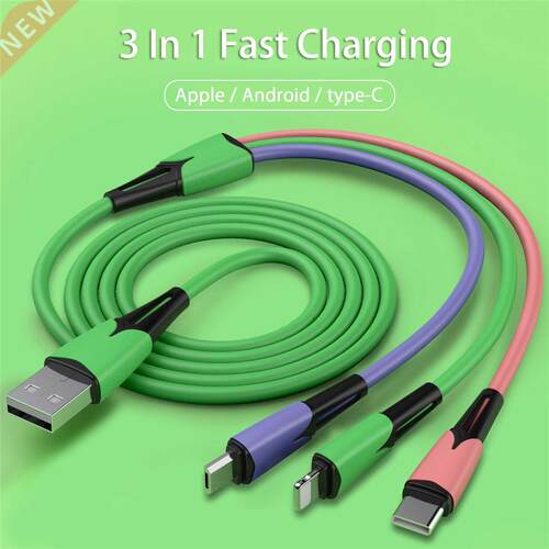 3A 3 In 1 USB To Type-C/Micro USB/Android Cable For iPhone 1