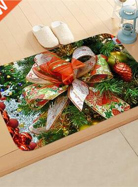 Red Christmas Mat Santa Claus Elk Floor Mat Xmas Non-slip