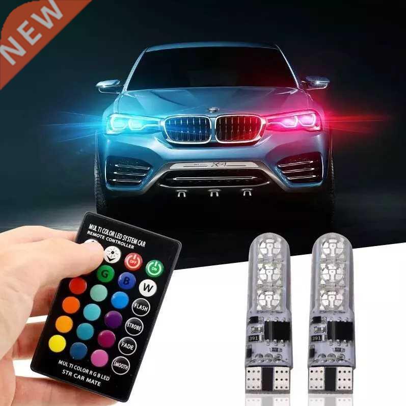 2pcs Car Lights T10 W5w RGB LED Bulb 6SMD COB Canbus 194 168