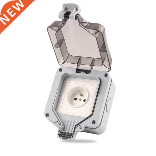 IP66 FR French Standard Outdoor Wall Socket White Power Swit