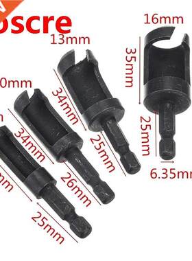 4pcs 6/10/13/16mm 6.35mm Hex Shank Woodworking Tenon Plug Cu