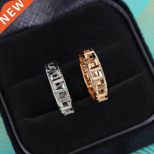 925 silver gold-plated square hollow ring European and Ameri