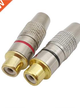 2/5/10Pcs Red Balck Gold plated RCA Female to Female Non Sol