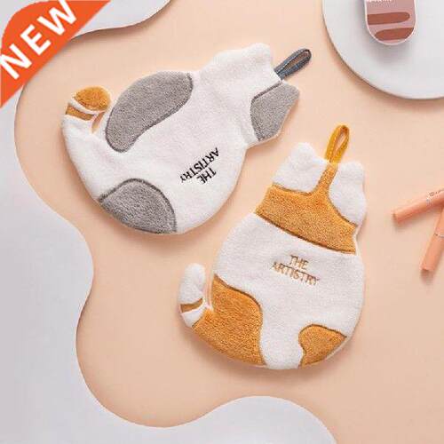 Cute cat hand towel coral fleece square towel household