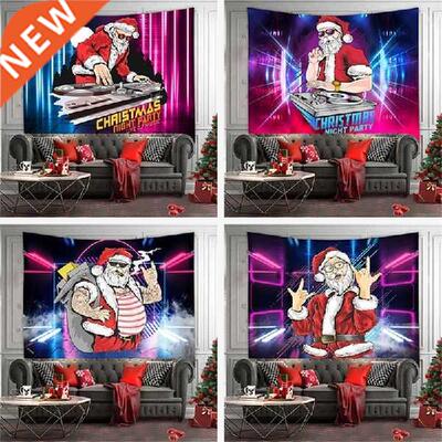 Funny Christmas Tapestry Cool DJ Santa Claus Wall Hanging