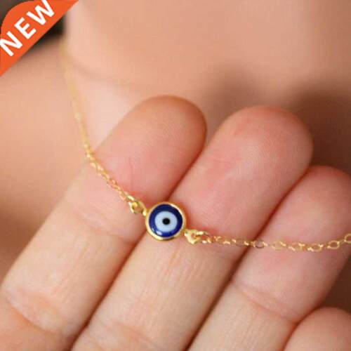 Simple Evil Eye Thin Pendant Women Jewelry Necklace Turkish