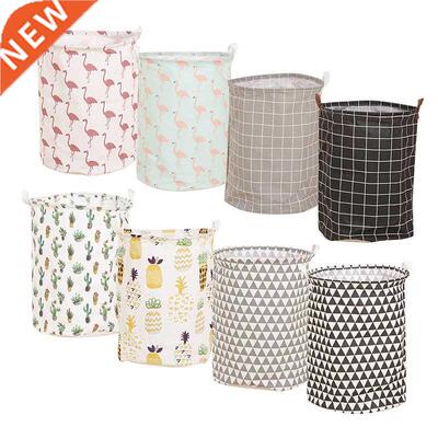 1pc Folding Laundry Basket Round Storage Bin Bag Large Hampe