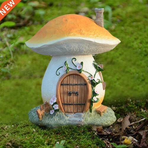 Cute Mushroom House Miniature Resin Ornament Fairy Garden