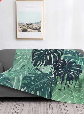 Monstera Melt (In Green) Throw Blanket Quilt Winter Very War