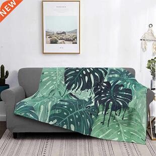 Monstera Melt (In Green) Throw Blanket Quilt Winter Very War