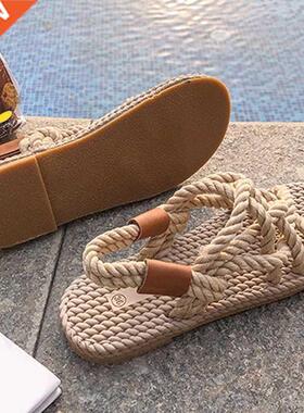 Sandals Woman Shoes Braided Rope With Traditional Casual Sty