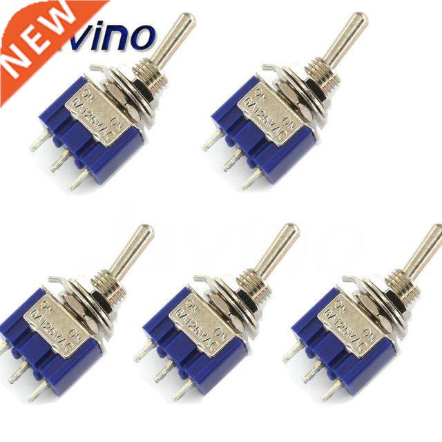 5Pcs AC ON-ON SPDT 2 Position Latching Toggle Switch 6A 125V