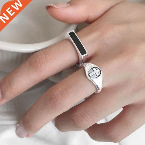 Black Resin Mold Small Square Finger Rings For Women Fashio