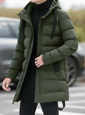 Long Puffer Jacket Men Autumn Parka Jacket With Hood Korean