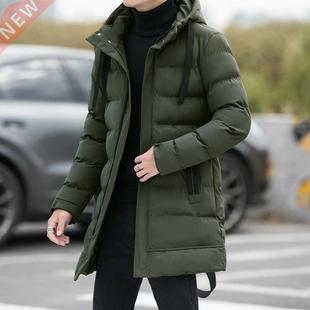 Long Puffer Jacket Men Autumn Parka Jacket With Hood Korean