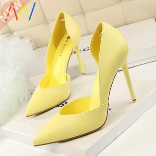 2022 Women Pumps Fashion High Heels Black red Yellow Shoes