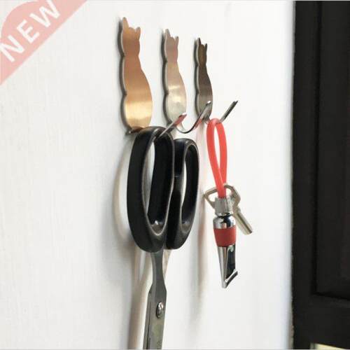 2Pcs Cat Pattern Self Adhesive Hooks Storage Holder for Bath