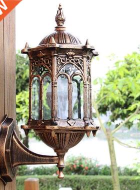 Antique Exterior Wall Light Fixture Aluminum Glass Lantern