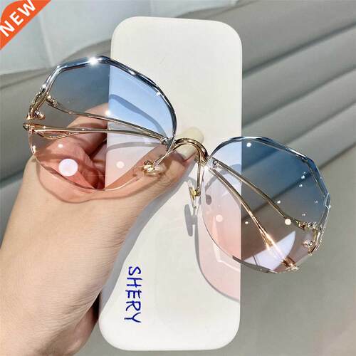 Sunglasses Women 2022 Fashion Tea Gradient Ocean Water Cut T