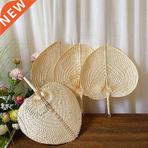 1PC 30*40cm Handmade Straw Woven Fans Craft Summer Cooling