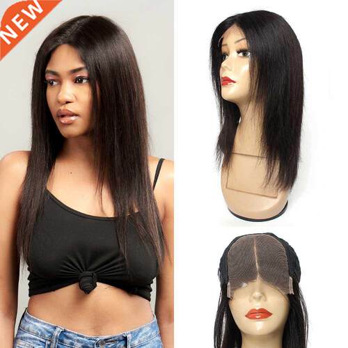 4x4 Lace Closure Wig Black Color Straight Indian Human Hair