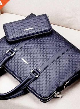 Men's Briefcase New Fashion Shoulder Bag Double Layers Lapto