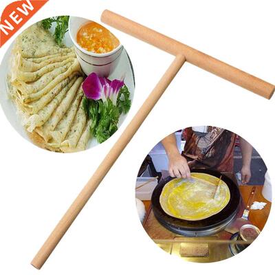 Home Kitchen Tool T-shape Pancake Batter Crepe Maker Wooden