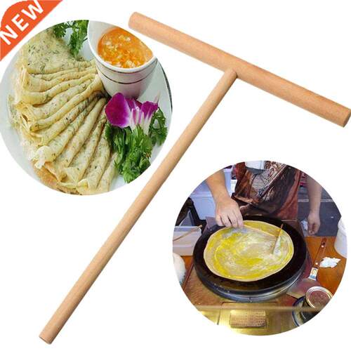 Home Kitchen Tool T-shape Pancake Batter Crepe Maker Wooden