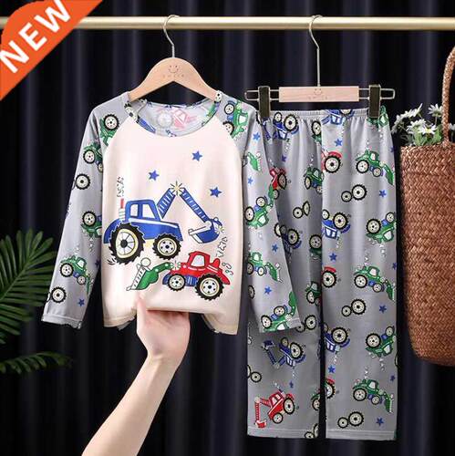 Children Autumn Long Sleeved Kids Boys Girls Pajama Sets Car