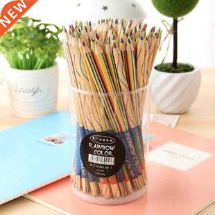 10Pcs  Four-Color Lead Wooden Pencil Triangular Rainbow G
