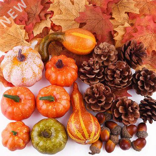 50pcs Mini Artificial Pumpkin Fake Gourd Acorn Berries