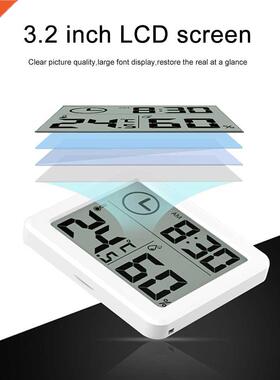 Meter LCD Screen Indoor Humidity Monitor Clock Ultra Thin Th