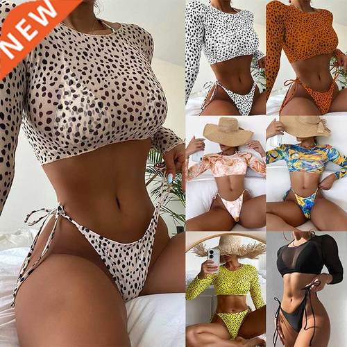 3 pieces set Long sleeves swimsuit women's swimming Low wais