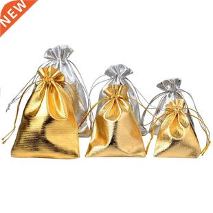 25pcs/lot Jewelry Packing Silver Gold Foil Cloth Drawstring