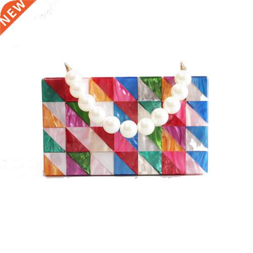Colorful Pearl Acrylic Geometric Purse Wallet Women Brand Ev