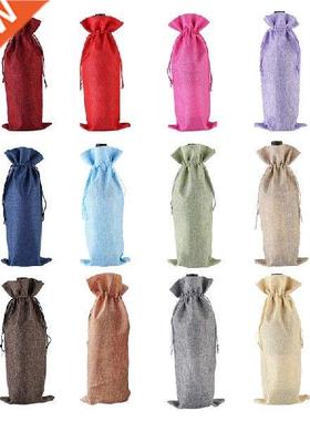 New 12 Pcs Burlap Wine Gift Bags,Drawstring Wine Bottle