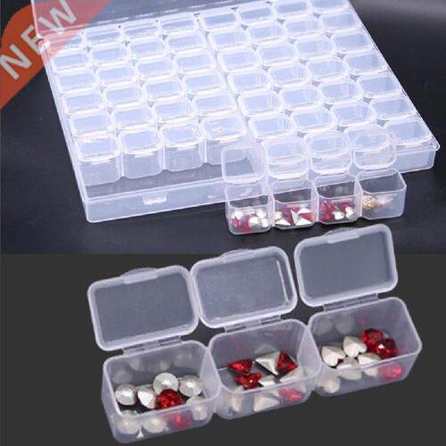 56 Grid Clear Storage Case Nail Jewelry Tool Box with Lid