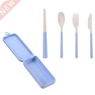 Wheat Straw Plastic Travel Cutlery Set, Portable and Reusabl