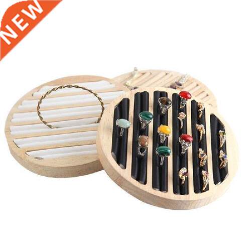 New Bamboo and Wood Jewelry Ring Tray Round Display Plate
