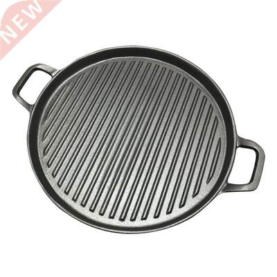 30cm Thickened Striped Cast Iron Steak Frying Pan BBQ Grill