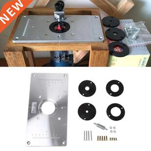 Alumnum Router Table nsert Plate w/ 4 Rngs 适用于 Woodwor
