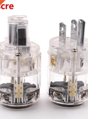 Hi-End Transparent Clear Rhodium Plated Copper Male Mains AC